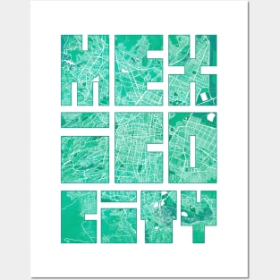 Mexico City Map Typography - Watercolor Posters and Art